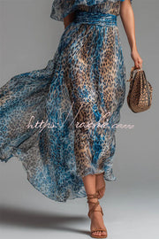 Leopard Print One-Shoulder Flowy Maxi Dress