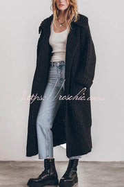 Chunky Knit Oversized Midi Cardigan with Pockets