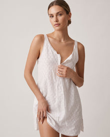 Duniii Eyelet Cotton Button-Front Slip Dress