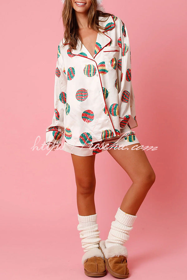 New Year's Eve Martini Print Pajama Shorts Set