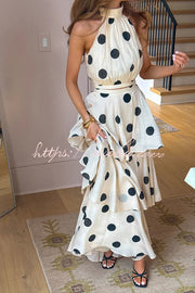 Polka Dot High Neck Sleeveless Top – Loose Fit