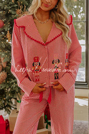 Nutcracker Embroidered Gingham Pajama Set – Loose Fit