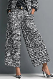 Women's Long Sleeve Lapel Jacket & Wide-Leg Pants Set