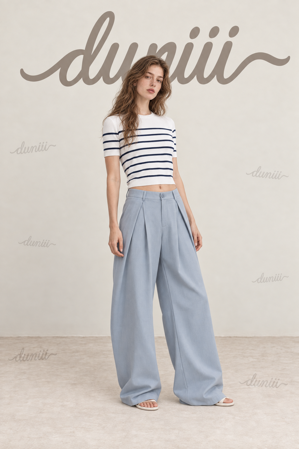 Duniii Pleated Barrel-Leg Pants