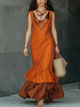 Burnt Orange Linen Mermaid Maxi Dress | Bohemian Style