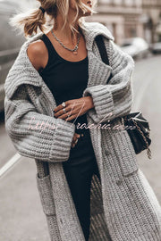 Chunky Knit Oversized Midi Cardigan with Pockets