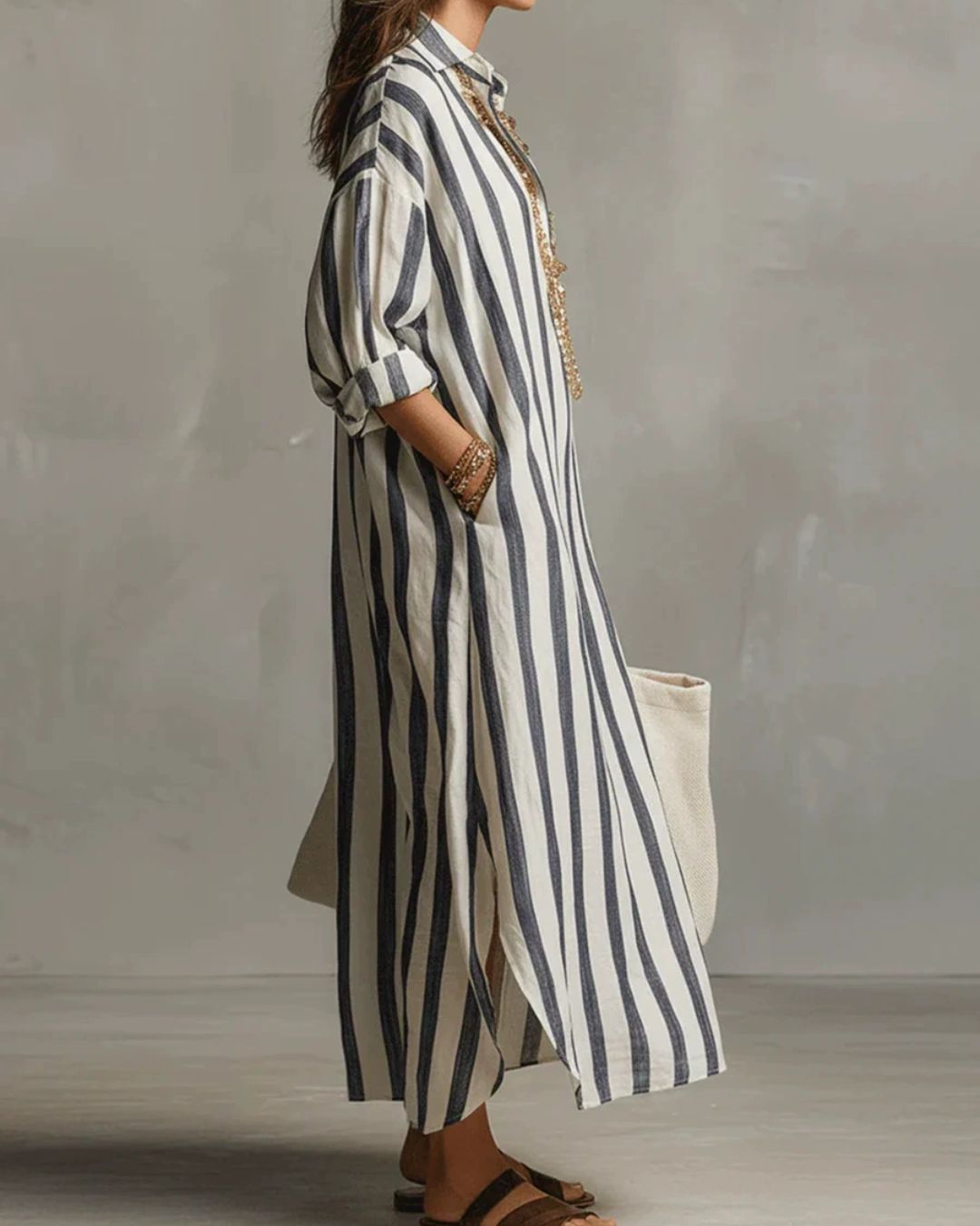 Striped Bohemian Maxi Dress – Casual Flowy Style