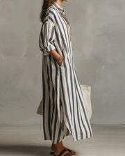 Striped Bohemian Maxi Dress – Casual Flowy Style