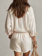 Linen Oversized Shirt and Shorts Set | Bohemian Style