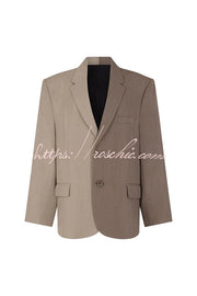 Two-Tone Oversized Blazer and Wide-Leg Pants Set
