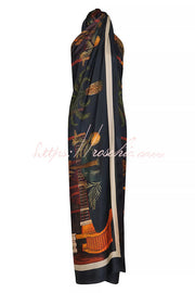 Printed Halter Two-Piece Set – Wide-Leg Pants & Tank Top