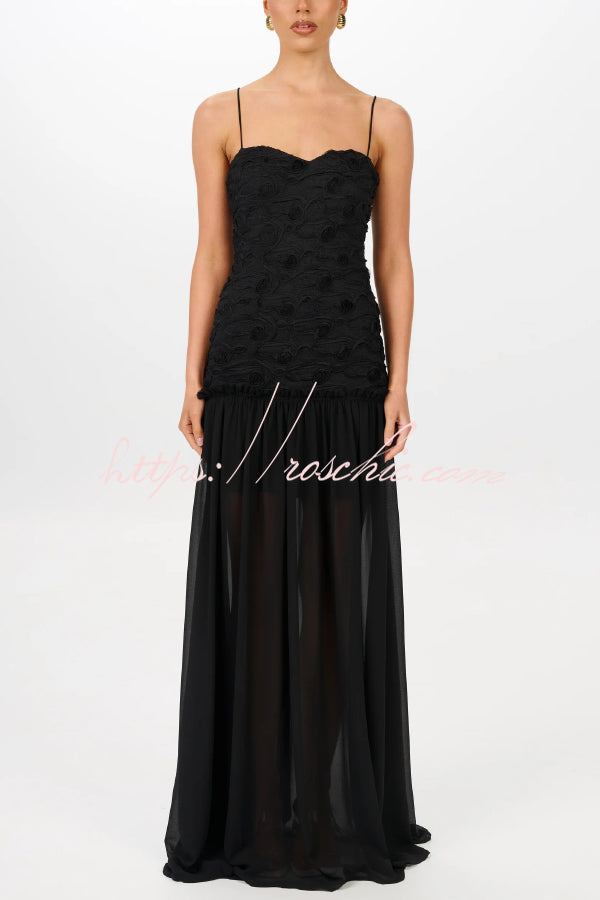 Floral Chiffon Strapless Maxi Dress – Off Shoulder Party Gown