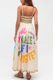 Printed Spaghetti Strap Pleated Maxi Dress – Vacation Style