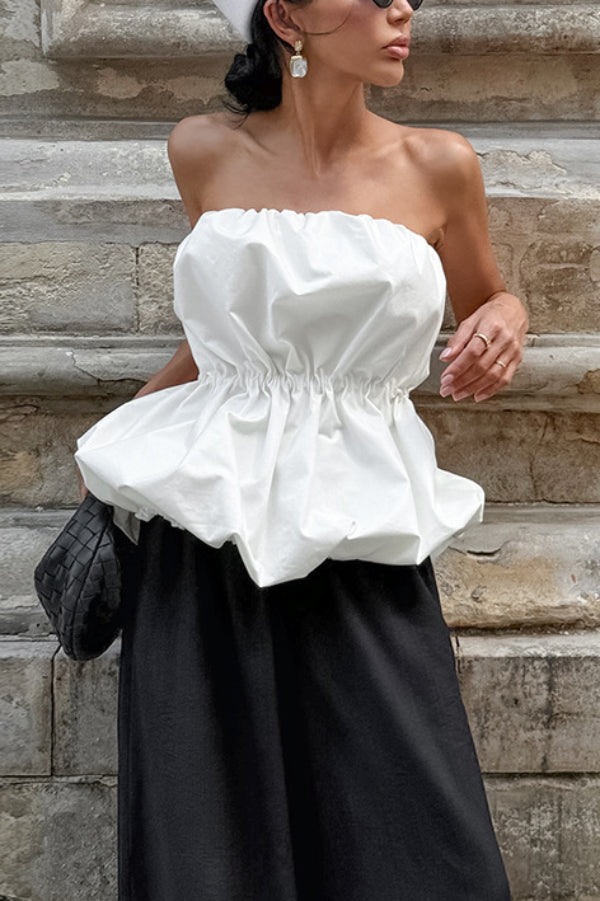 Off-Shoulder Strapless Top with Elastic Waist | Vacation Style