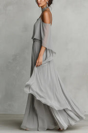 Chiffon Off-Shoulder Camisole & Wide-Leg Pants Set