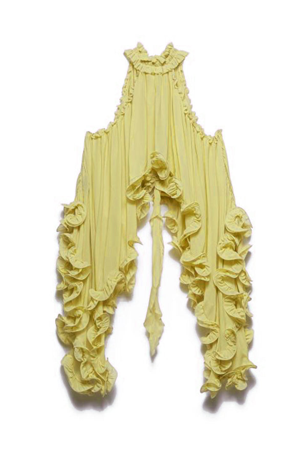 Chiffon Halter Top with Wavy Ruffles | Loose A-line Blouse