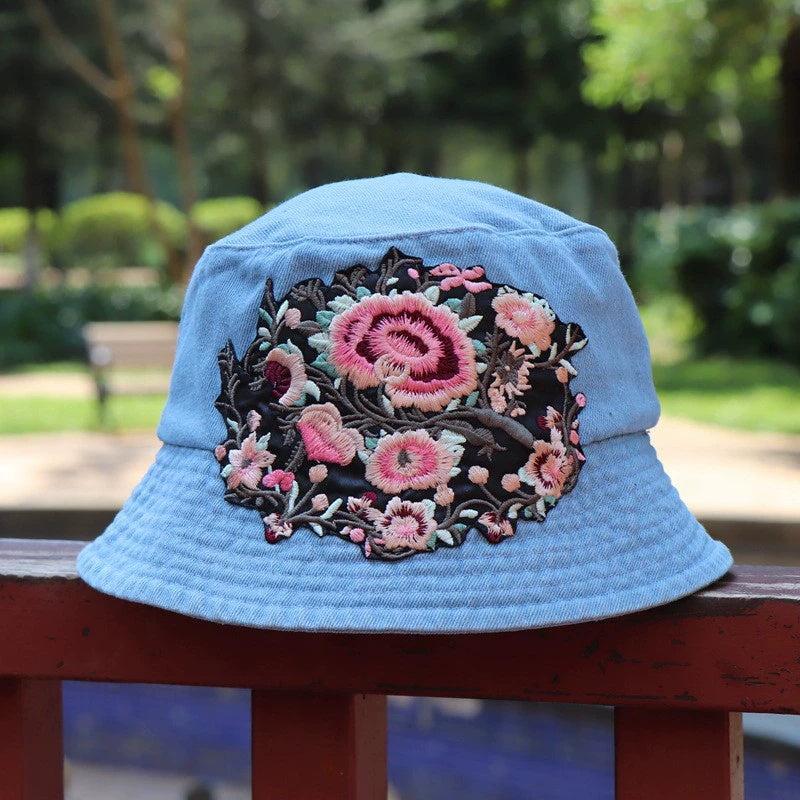 Embroidered Denim Bucket Hat | Ethnic Style