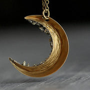 Vintage Moon Pendant Necklace in Gold-Tone Alloy
