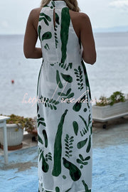 Doodle Print Sleeveless Midi Top & Pants Set – Loose Fit