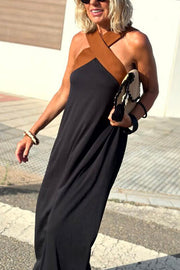 Sleeveless Off-Shoulder Backless Loose Maxi Dress