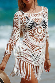 Knit Cutout Cover Up | Crew Neck Beach Cover-Up
