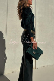 Velvet Mesh Long Sleeve Bodysuit – Slim Fit Casual Top