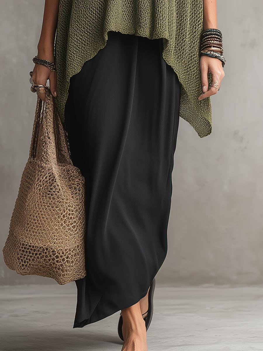 Textured Asymmetric Knit Dress Set | Relaxed Two-Piece