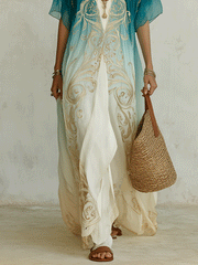 Aqua Ombre Kaftan Maxi Dress | Coastal Resort Style