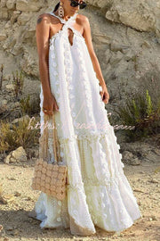Floral Halter Maxi Dress – Sleeveless Beach Vacation Dress