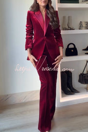 Velvet High Rise Flare Pants with Elastic Waist