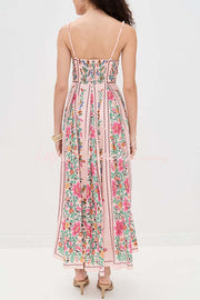 Linen Blend Maxi Dress with Sweetheart Neck & Beaded Straps