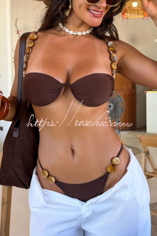 Beaded Two-Piece Stretch Bikini Swimsuit | Slim Fit