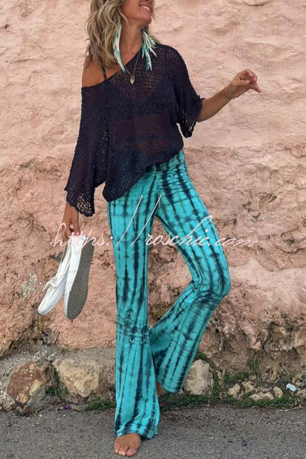 Hollow Out Knit Long Sleeve Cover-Up Sweater