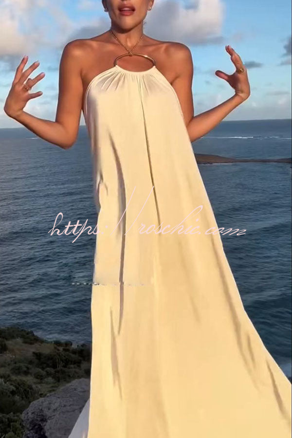 Metal Chain Halter Backless Maxi Dress – Vacation A-Line