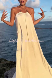 Metal Chain Halter Backless Maxi Dress – Vacation A-Line