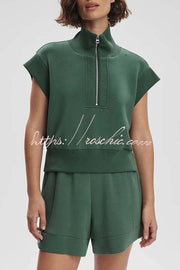 Buttery-Soft Half-Zip Short Sleeve Top and Shorts Set