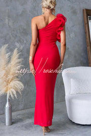 One-Shoulder Mesh Maxi Dress – Slim Fit Party Dress
