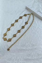 Retro Geometric Metal Waist Chain – Gold & Silver