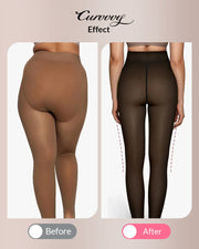 Fleece Lined Opaque Slimming Tights for Women