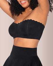Strapless Front-Closure Bandeau Bra with Clear Straps