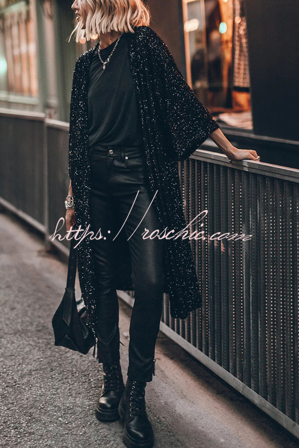 Sequin Bell Sleeve Kimono | Disco Party Cover-Up