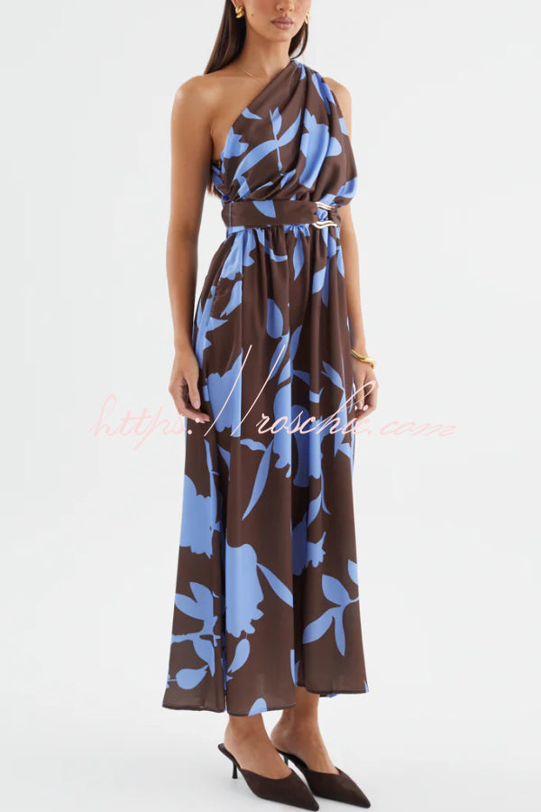 Printed One-Shoulder Maxi Dress – Vacation Casual Style