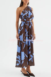 Printed One-Shoulder Maxi Dress – Vacation Casual Style