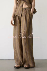 Striped Linen Blend Halter Top & Wide Leg Pants Set