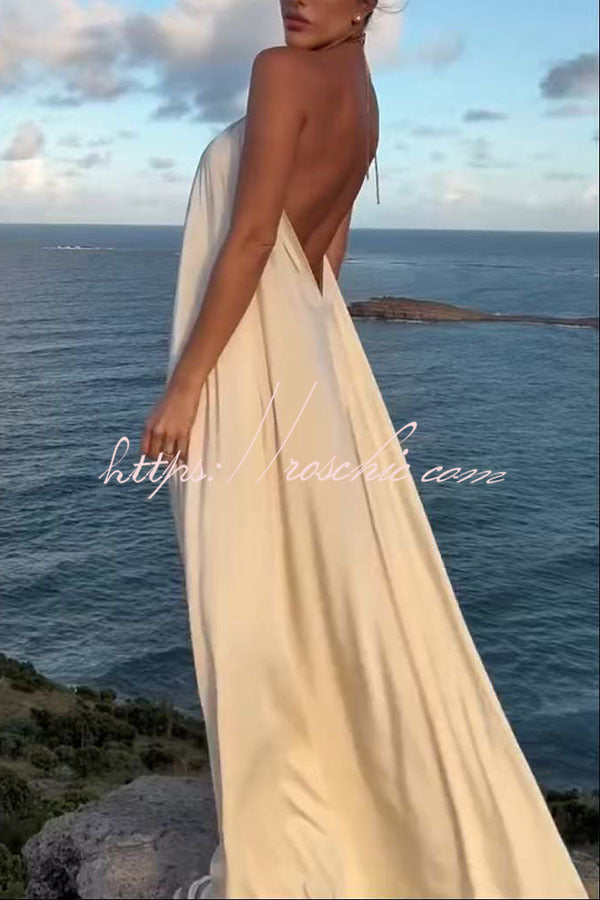 Metal Chain Halter Backless Maxi Dress – Vacation A-Line