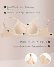 V-Neck Mesh Crossover Wireless Bra with Wide Straps