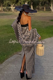 Berry Satin Maxi Dress with Detachable Balloon Sleeves