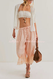 Elastic Waist Lace Hem Bloomer Pants – Loose Fit