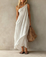 One-Shoulder Ruched Maxi Dress