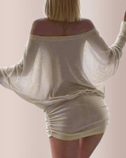 Off-Shoulder Dolman Sleeve Mini Dress for Women